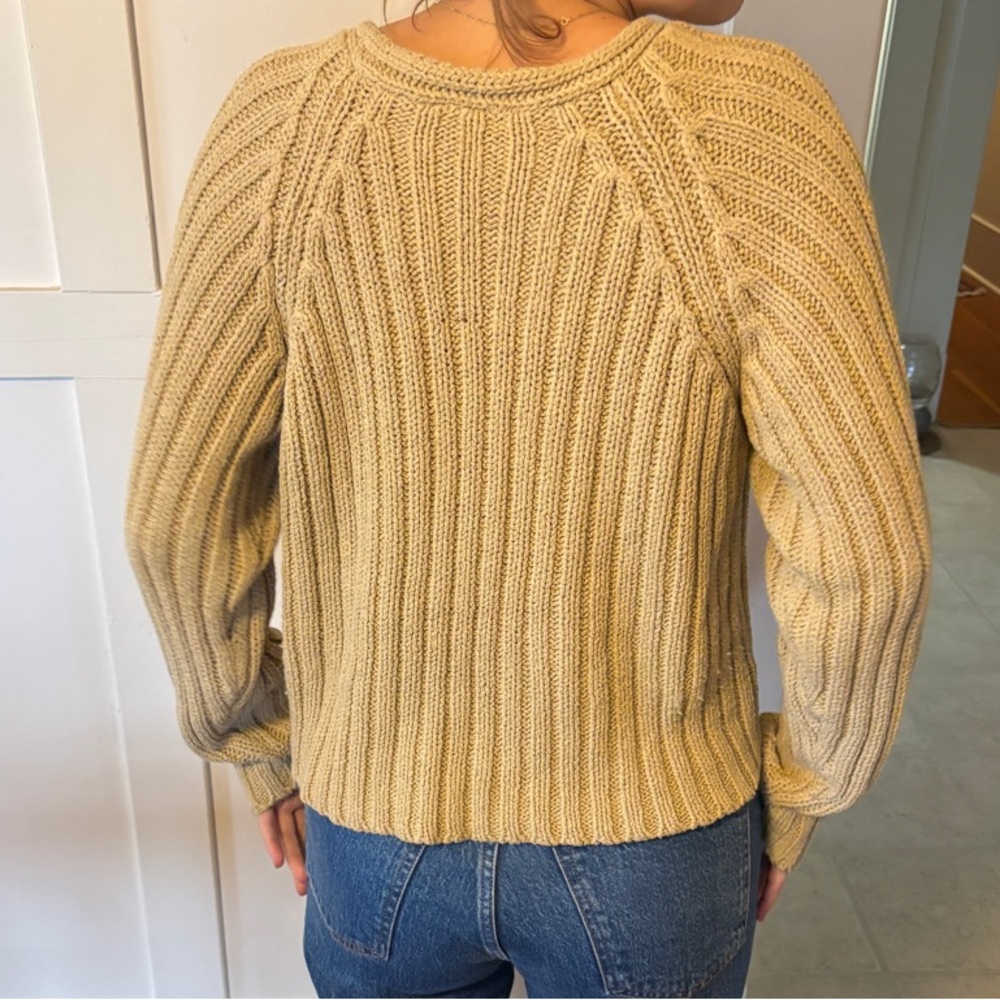 Women's Ribbed Knit Sweater - Tan - Picture 2 of 2